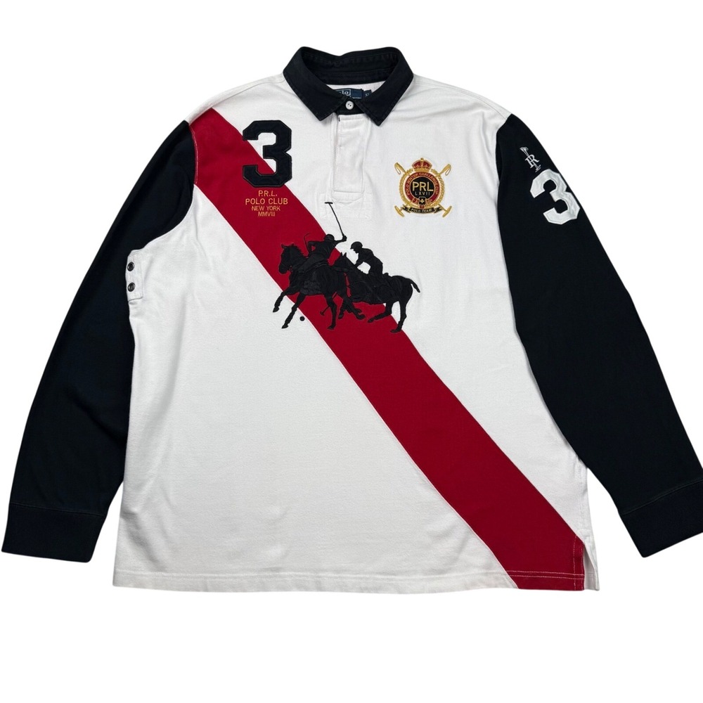 VTG Polo Ralph Lauren Winter Challeng Cup Mercer Club Rugby Shirt XL Long Sleeve